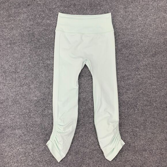 Lululemon In the Flow Crop Leggings 2 Mint High Waisted Ruched *READ CONDITION* - Picture 2 of 12